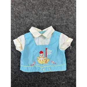 Vintage 90s Cradle Togs Baby Girl Blue Nautical Octopus Embroidered Shirt